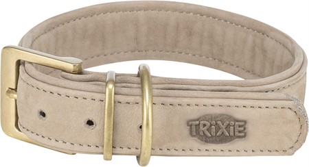 Pure halsband, läder, L-XL: 52-63 cm/40 mm, ljusgrå