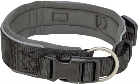 Premium halsband, X-bred, XS-S: 27-35 cm/25 mm, svart/grafit