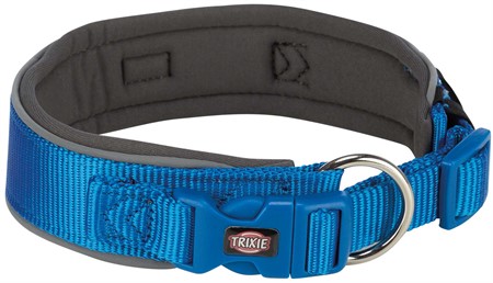 (BV)Premium halsband, X-bred, XS-S: 27-35 cm/25 mm, blå/grafit