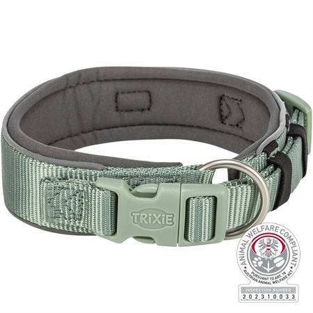 Premium halsband, X-bred, XS-S: 27-35 cm/25 mm, sage/grafit