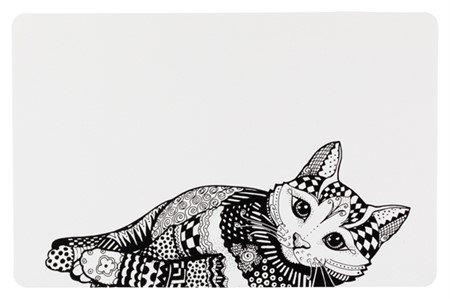 Matskålsunderlägg, Zentangle, 44 × 28 cm, vit/svart