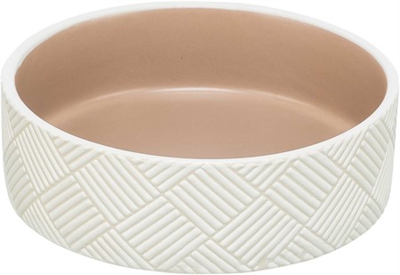 Keramisk skål med mönster, 0,4 l/ø 14 cm, vit/beige