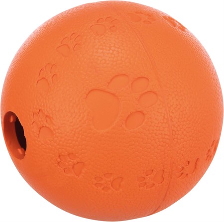 Snacksboll, naturgummi, labyrint, ø 7 cm, orange