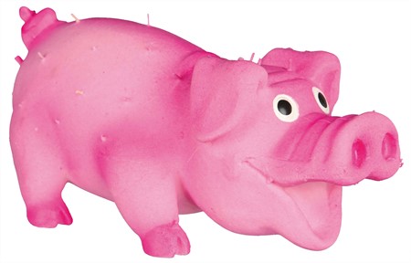 Latexgris borstig m ljud 10cm, rosa