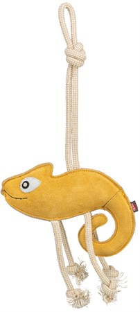 Kameleont, läderleksak, läder/rep, 45 cm