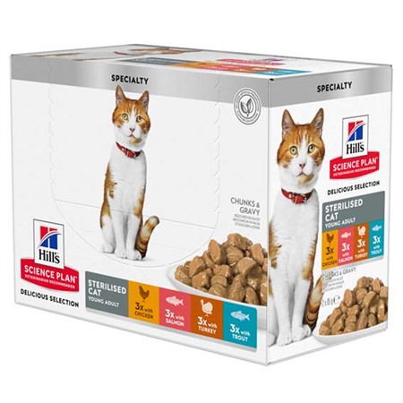 Hills Feline Adult Sterilised Chicken, Fish 12x85g