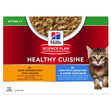 Hills Kitten Healthy Cuisine Chicken/Ocean Fish & Veg. 12x80g