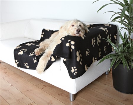 Barney filt, fleece, 150 x 100 cm, svart m tasstryck