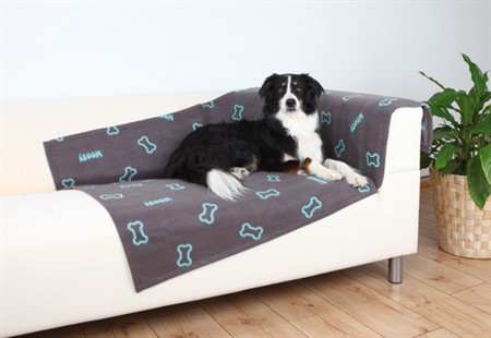 Barney filt, fleece, 150 x 100 cm, grå m benmotiv