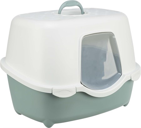 Kattlåda Davio med huv, 56 × 39 × 39 cm, grön/vit