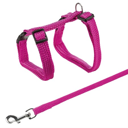 Kattsele+koppel, 22-42 cm/10 mm. 120 cm, nylon, bl. färger