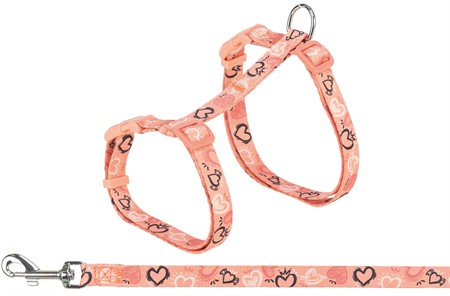 Kattsele med koppel, flower power, 35-59 cm/13 mm, 1,20 m