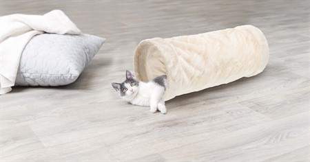 Kattunnel, plysch, ø 22 × 60 cm, beige