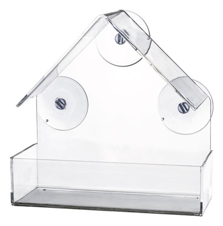 Vildfågelmatare för fönster 225 ml, 15×15×6 cm, transparant