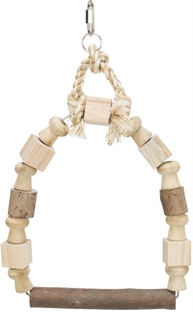 Fågelleksak, gunga med träklossar, 20×29 cm