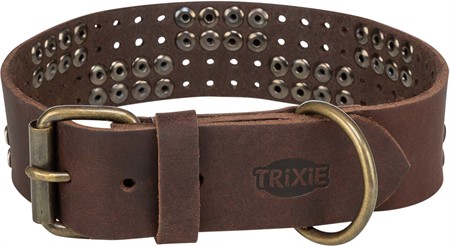 Rustic råläder halsband Nitat, XL: 55-65 cm/40 mm, mörkbrun