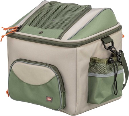 Cykelkorg front, polyester, 48 × 40 × 34 cm, olivgrön/beige