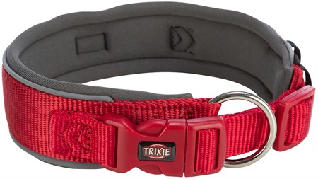 Premium halsband, X-bred, XS-S: 27-35 cm/25 mm, röd/grafit