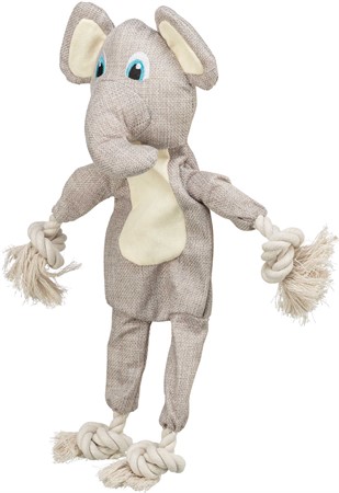 Elefant, med rep, tyg, 42 cm