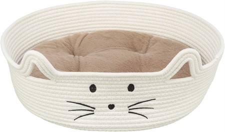 Korg för katt, rund, ø 45 cm, vit/sand