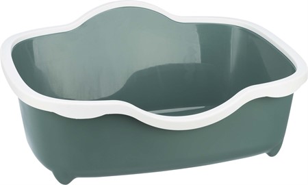 Kattlåda Davio, med kant, 56 × 26 × 39 cm, grön/vit