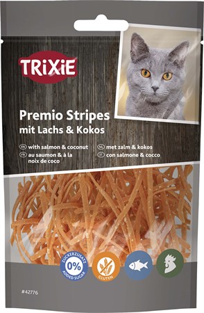 Premio Stripes med lax & kokos, 50 g