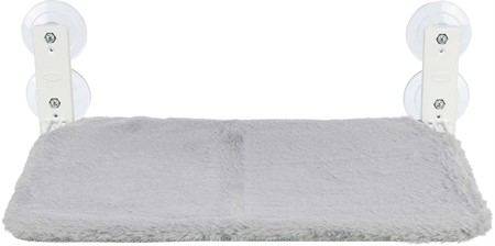 Fönsterhäng, plysch/mesh-tyg, hopfällbar, 58 × 34 cm, vit/grå