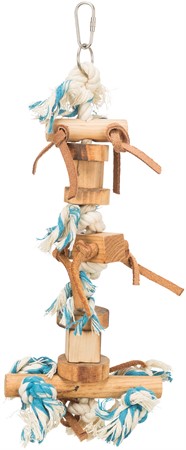 Fågellek trä/rep/läderband, 35 cm