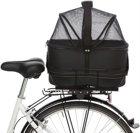 Cykelkorg för pakethållare, m nät, 29×42x48cm fäste 11,8-16cm, svart