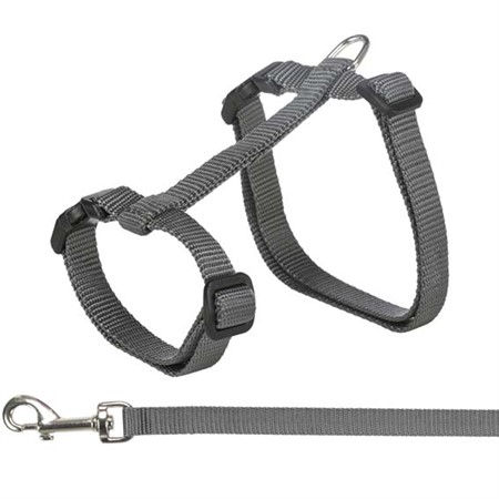 Kattsele+koppel XXL, 34-57 cm/13 mm. 120 cm, nylon, bl. färger