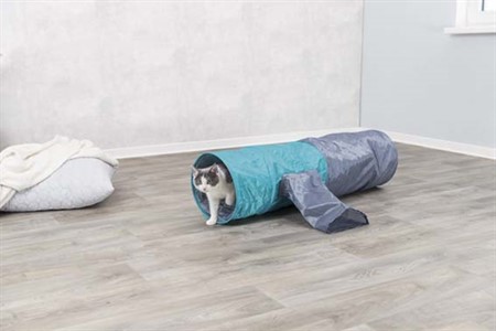 Kattunnel 4-vägs,  nylon, ø 30 x 115 cm, grå/grön
