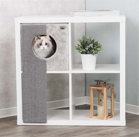 Igloo med klösbräda f IKEA hylla, 33 × h70 × 37 cm, grå