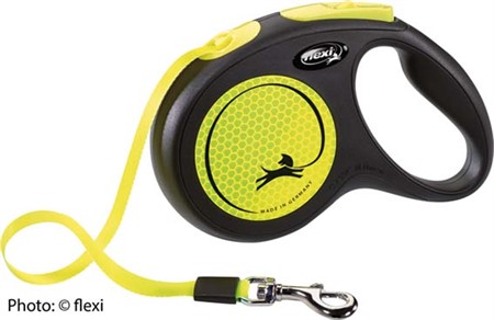 flexi New NEON, band, M: 5 m, svart/neongul