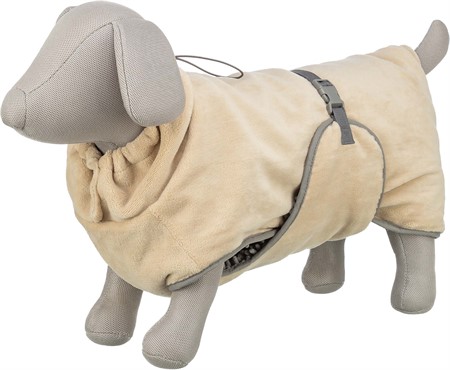 Badrock/torkduk för hund, microfiber, XL: 75 cm, beige/grå