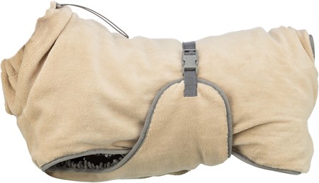 Badrock/torkduk för hund, microfiber, XS: 30 cm, beige/grå