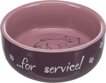 Keramikskål katt "Thanks for Service" 0,3L 11cm, bl. färger