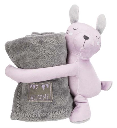 Junior cuddly set filt/kanin, plysch, 75 × 50 cm, grå/ljuslila